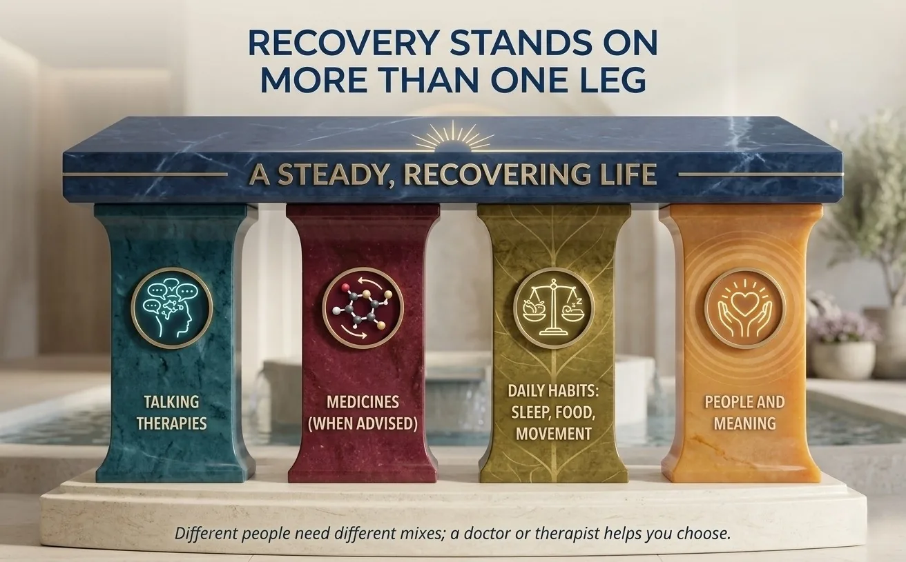 Figure 14.1 Recovery stands on more than one leg. (Illustration created with AI tools.)